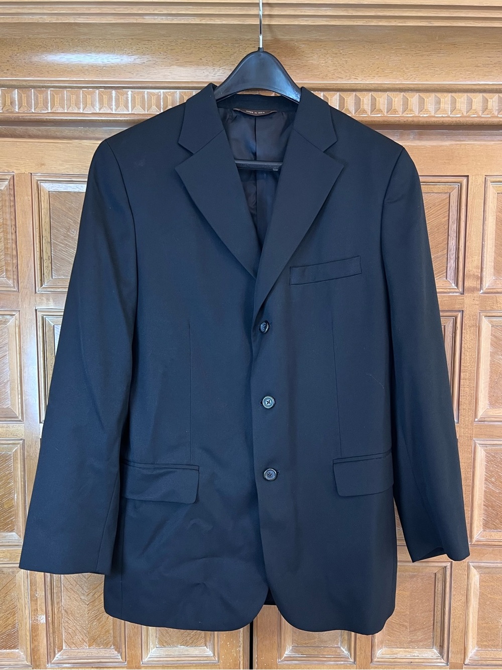 Merona Men’s Black Blazer Sport Coat Size 40R 3 Button Classic Suit Jacket 22x31